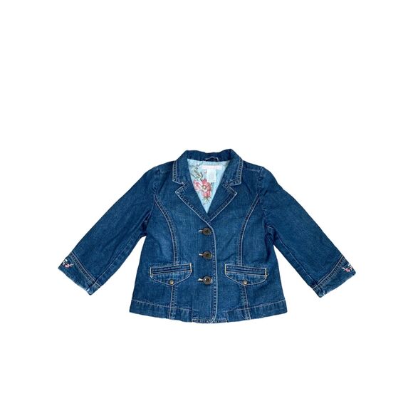 Janie & Jacket Floral Lined and Embroidered Jean Jacket 12-24m - Picture 1 of 6